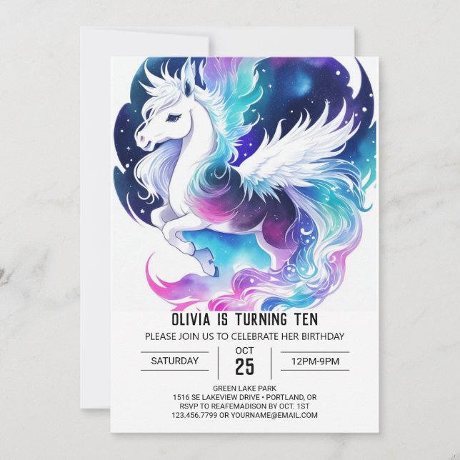 Boho Custom Pony Birthday Invitation (Front)