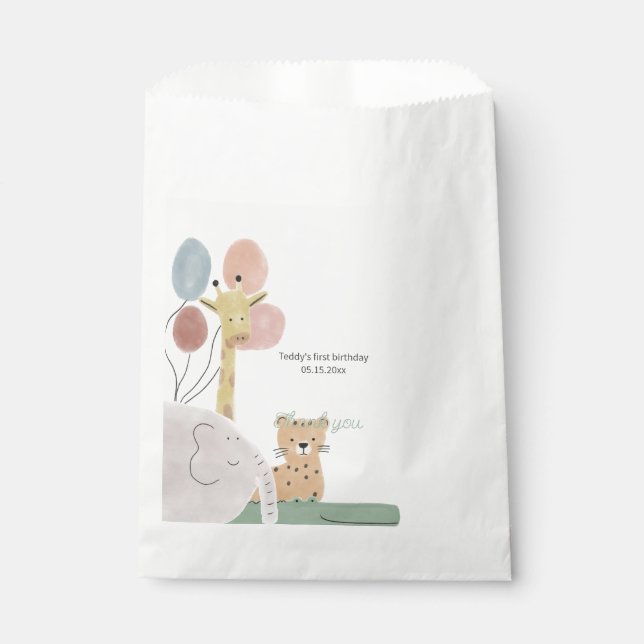 Boho Cute Animal Birthday Party favour  Bag (Front)