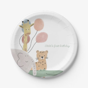 Boho Cute Animal Birthday Party Paper Plate