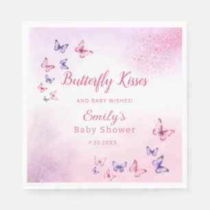 Boho Cute Butterfly Watercolor Girl baby Shower  Napkin