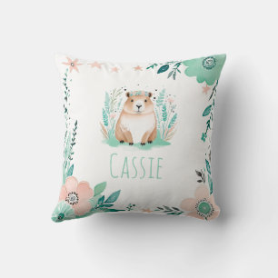 Boho Cute Capybara Coussin Pastel Green