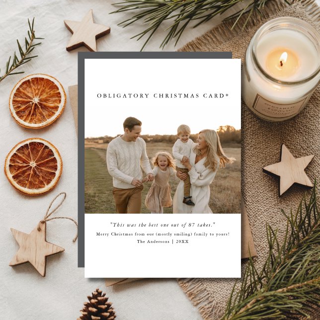 Boho Cute Funny Family Photo Obligatory Christmas Holiday Card (Creator Uploaded)