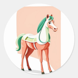 Boho Cute Pony Design Minimalist Horse Classic Round Sticker