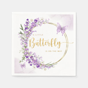 Boho Cute Watercolor Floral Butterfly Baby Shower Napkin