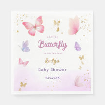 Boho Cute Watercolor pink Butterfly Baby Shower