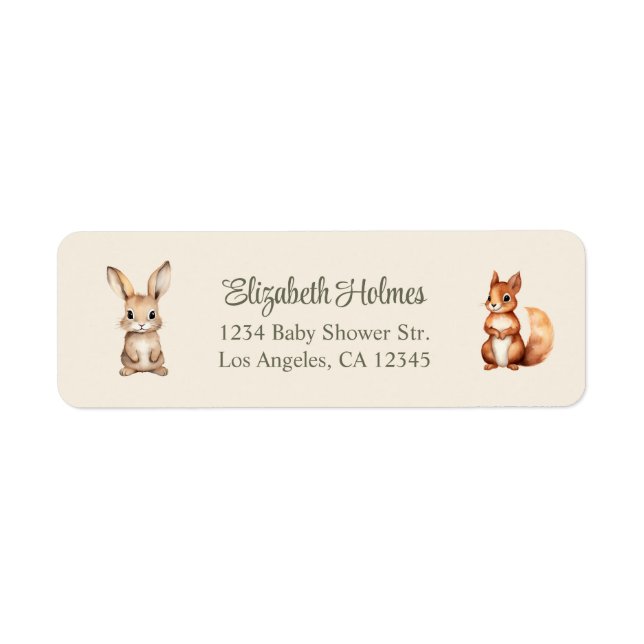 Boho Cute Woodland Animals Baby Shower Address (Front)