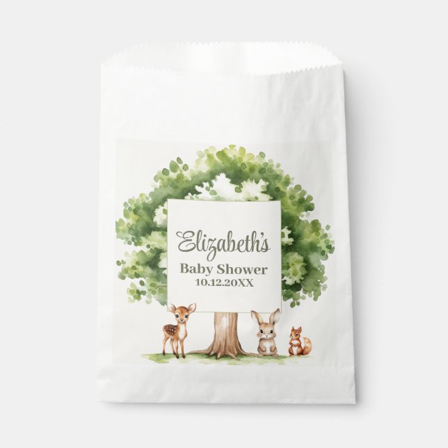 Boho Cute Woodland Animals Baby Shower  Favour Bag (Front)