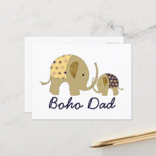 Boho Dad, Gold Elephant Postcard