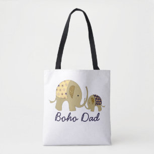 Boho Dad, Gold Elephant Tote Bag