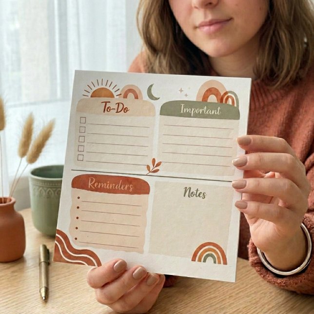Boho Daily Planner Notepad – To Do, Important, Rem (Creator Uploaded)