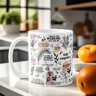 Boho Daily Reminders Affirmations Mug, 11 oz Coffee Mug
