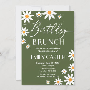 Boho Daisies Birthday Brunch Party Invitation