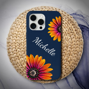 Boho Daisies Floral Botanical Navy Blue  iPhone 15 Pro Max Case