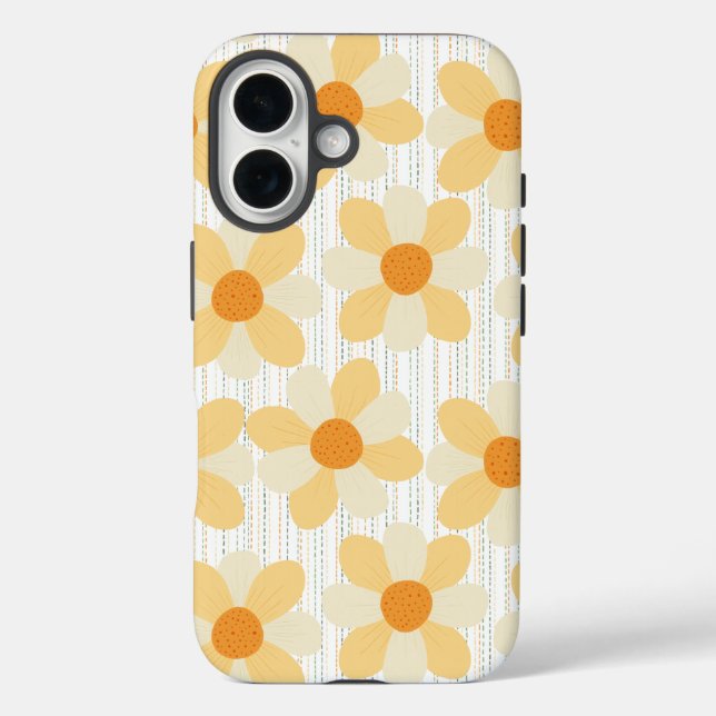 Boho Daisies + rainbow rain Case-Mate iPhone Case (Back)