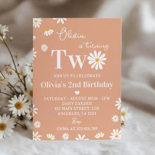 Boho Daisy 2nd Birthday Invitation