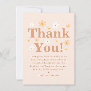 Boho Daisy Baby Shower Thank You Card
