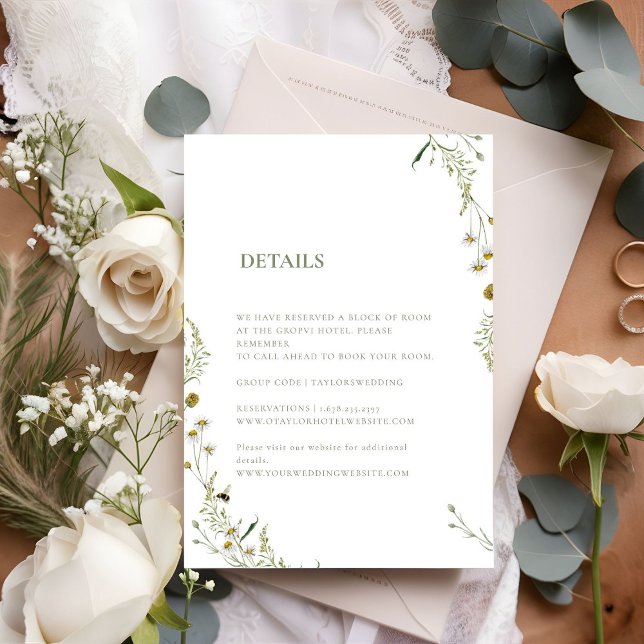 Boho Daisy Beidge Wildflower Wedding details RSVP Card (Creator Uploaded)