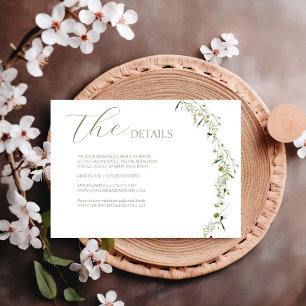 Boho Daisy Beidge Wildflower wedding details RSVP Card