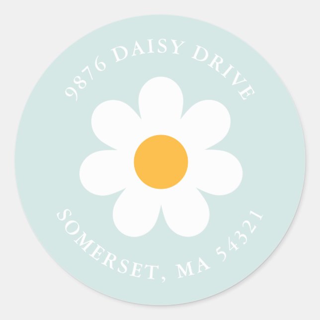 Boho Daisy Birthday Party Return Address Label (Front)