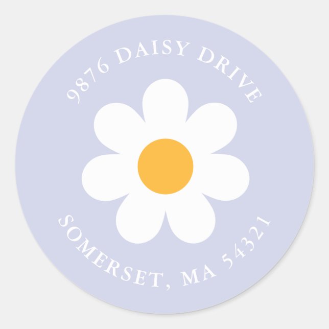 Boho Daisy Birthday Party Return Address Label (Front)