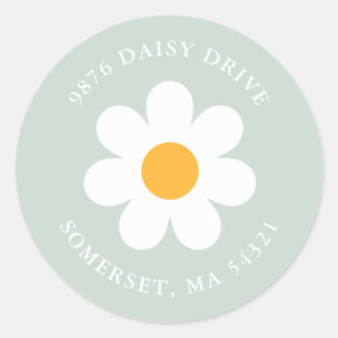 Boho Daisy Birthday Party Return Address Label