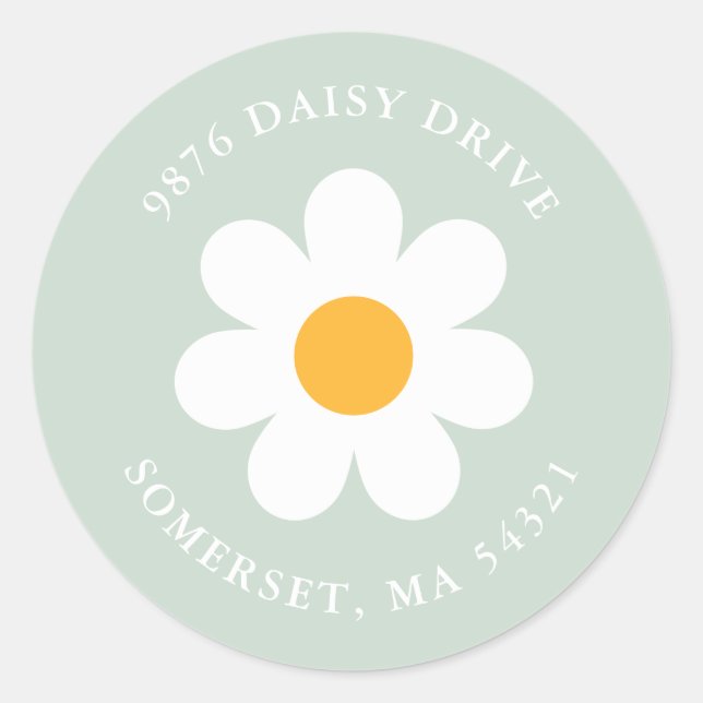 Boho Daisy Birthday Party Return Address Label (Front)