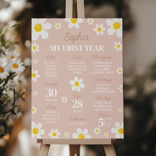 Boho Daisy Bloom 1st Birthday Milestone Sign