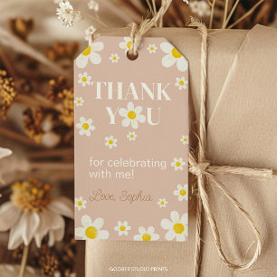 Boho Daisy Bloom Birthday Party Thank You Gift Tags