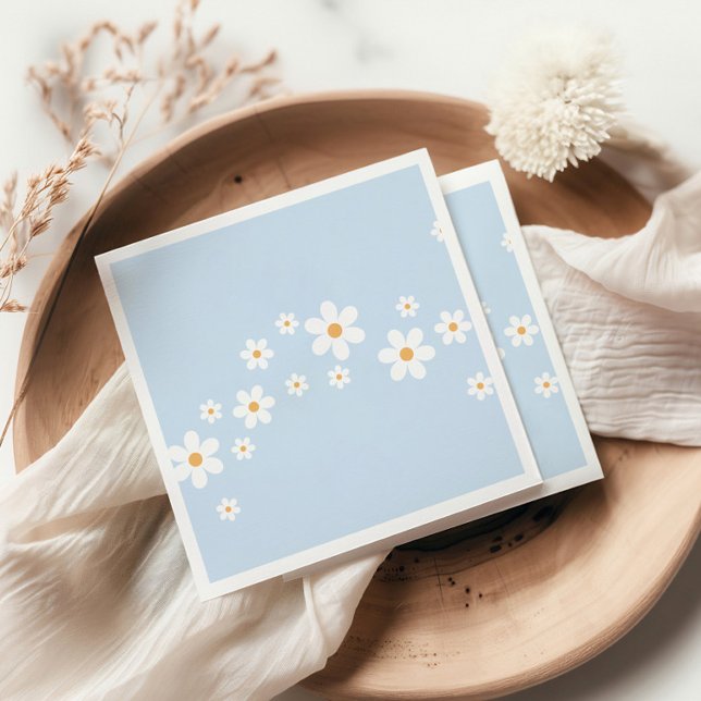 boho Daisy blue Baby Shower Napkin (Creator Uploaded)