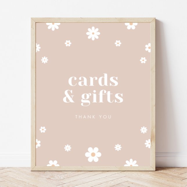 Boho Daisy Cards & Gifts Birthday Party Sign (Creator Uploaded)