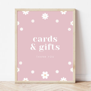 Boho Daisy Cards & Gifts Birthday Party Sign