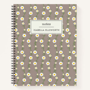 Boho Daisy Chain Floral Pattern Personalized Notebook