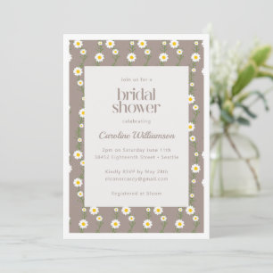 Boho Daisy Chain Floral Taupe Bridal Shower Invitation