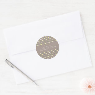 Boho Daisy Chain Floral Taupe Return Address Classic Round Sticker