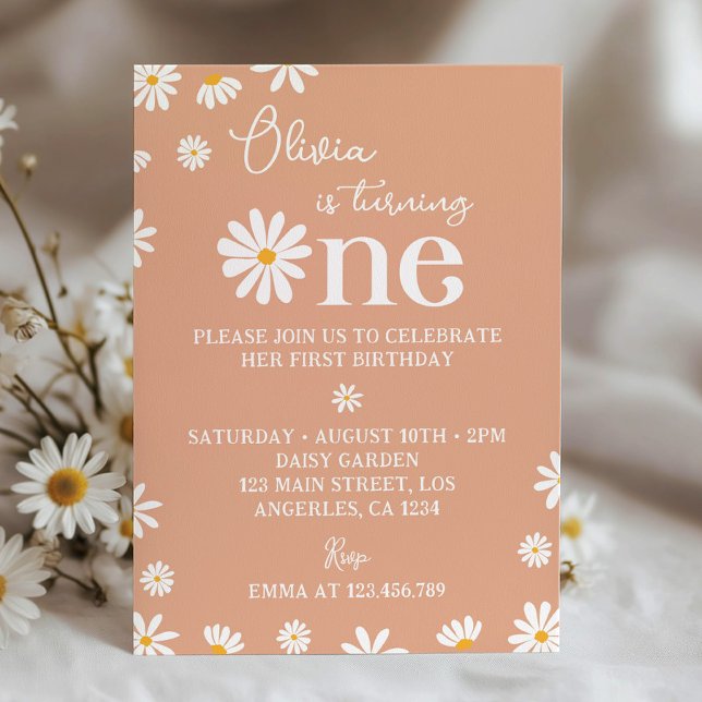 Boho Daisy First Birthday Invitation (Creator Uploaded)