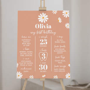 Boho Daisy First Birthday Milestone Sign