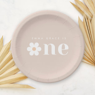 Boho Daisy First Birthday Paper Plate