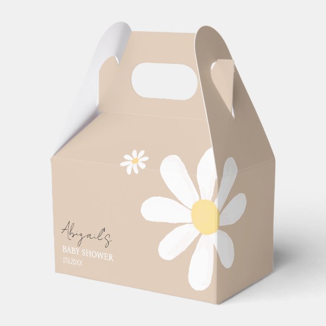 Boho Daisy Floral Baby shower Favor Box (Front Side)