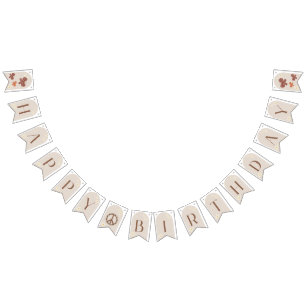 Boho Daisy Floral Happy Birthday Bunting Sign