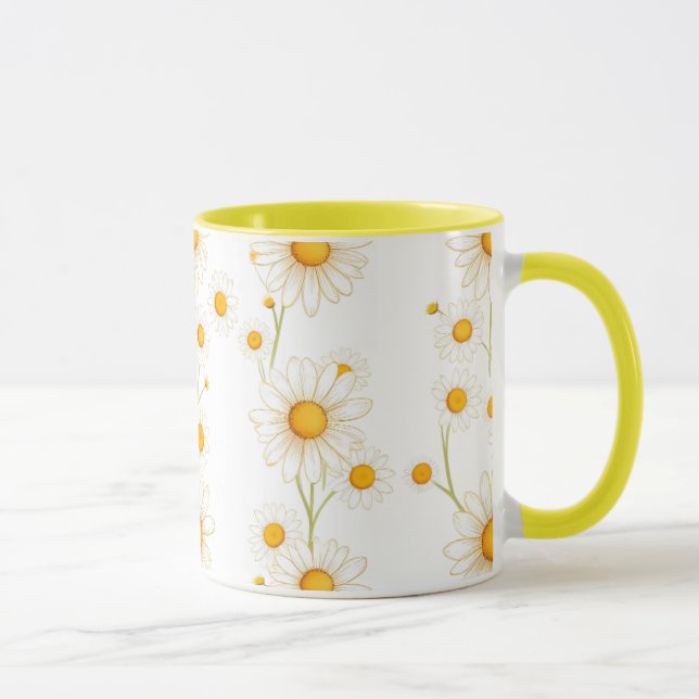Boho Daisy Floral–Minimalist Spring Bloom Aestheti Mug (Right)