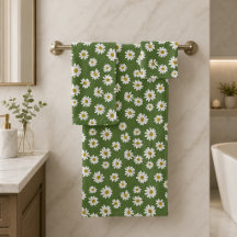 Boho Daisy Floral Pattern Green