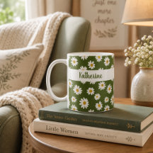 Boho Daisy Floral Pattern Green