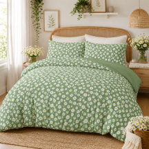 Boho Daisy Floral Pattern Green