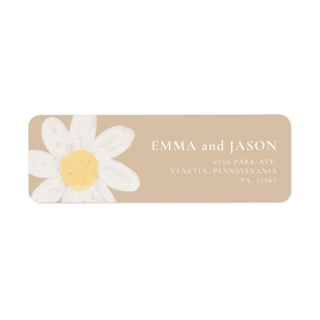 Boho Daisy Floral Return Address Label (Front)