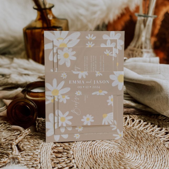Boho Daisy Flower Invitation Belly Band (Creator Uploaded)
