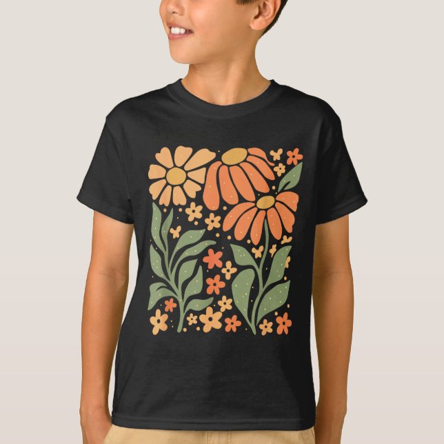 Boho Daisy Flower,retro Floral Funny Gift Tee Wome (Front)