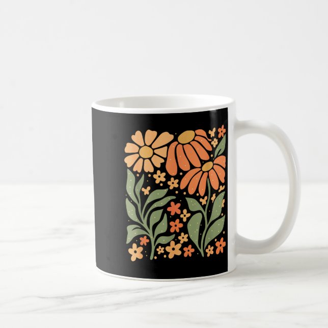 Boho Daisy Flower,retro Floral Funny Gift Tee Wome Coffee Mug (Right)