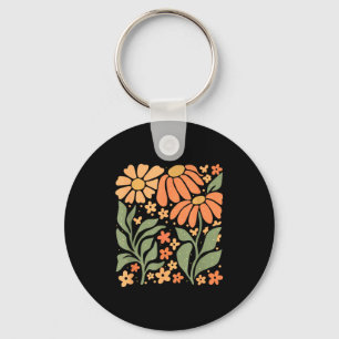 Boho Daisy Flower,retro Floral Funny Gift Tee Wome Keychain