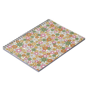 Boho Daisy Flowers 70s Groovy Floral Notebook