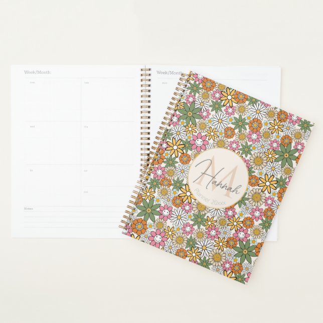 Boho Daisy Flowers 70s Groovy Floral Planner (Display)